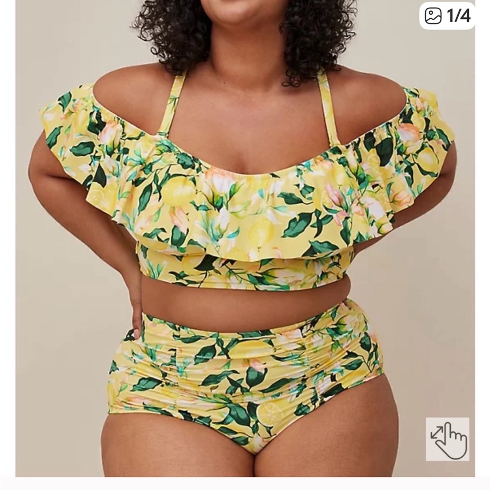 Torrid Yellow Lemon Print Bikini Set
